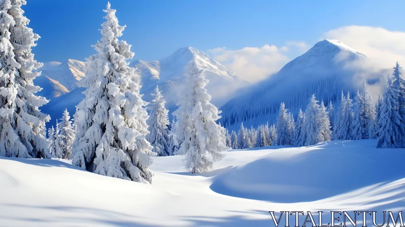 Winter Wonderland Mountain Scenery AI Image