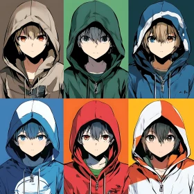 Vibrant Anime Hoodie Characters