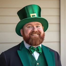 Smiling Man with Green Hat and Bow Tie