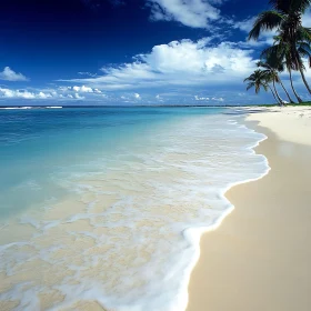 White Sand Beach with Palm Trees