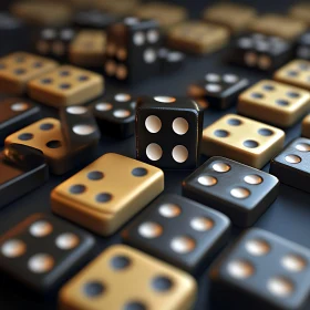 Modern Dice in Black and Gold