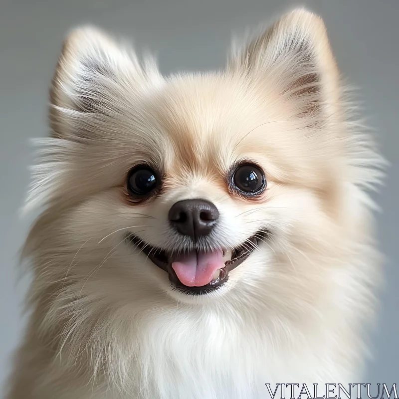 Cute Pomeranian Puppy with Fluffy Fur AI Image