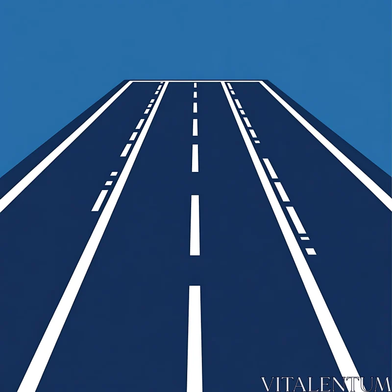 Abstract Road Composition: Lines and Blue AI Image