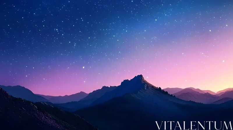 AI ART Night Sky Mountain Landscape