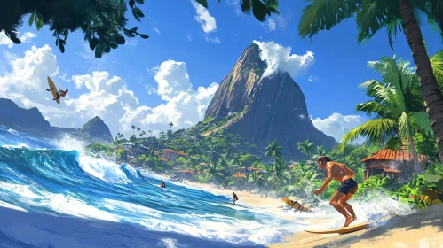 Tropical Beach Surfing Adventure