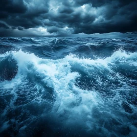 Turbulent Ocean Under Dark Sky