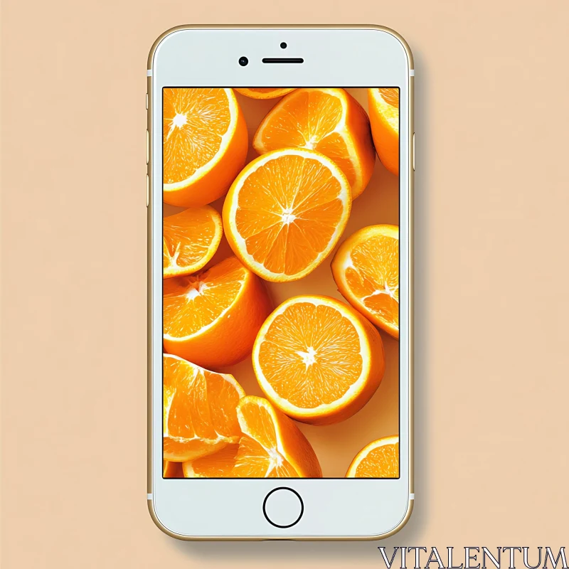 Citrus Delight on Mobile Screen AI Image