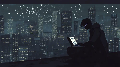 Urban Night Coding Scene