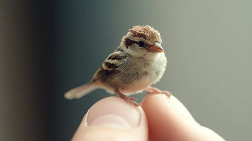 Detailed Close-Up of a Bird on a Finger