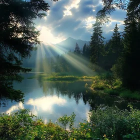 Lake View with Sunbeams