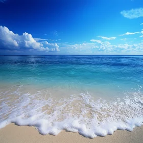 Peaceful Seashore Under Blue Skies