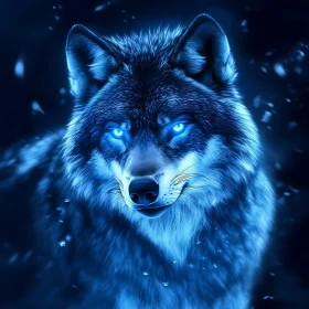 Glowing Wolf in the Night