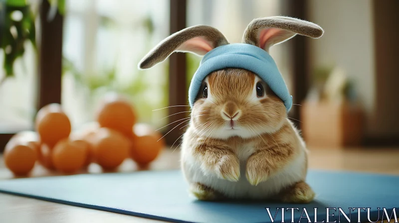 Charming Rabbit in Blue Headwear AI Image