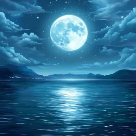 Lunar Reflection on Night Waters