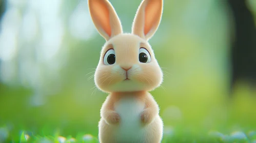 Charming Rabbit in Meadow Scene
