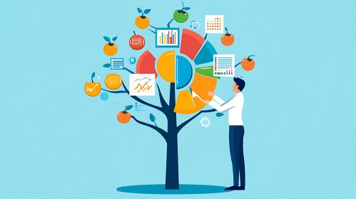 Business Growth Data Tree Illustration