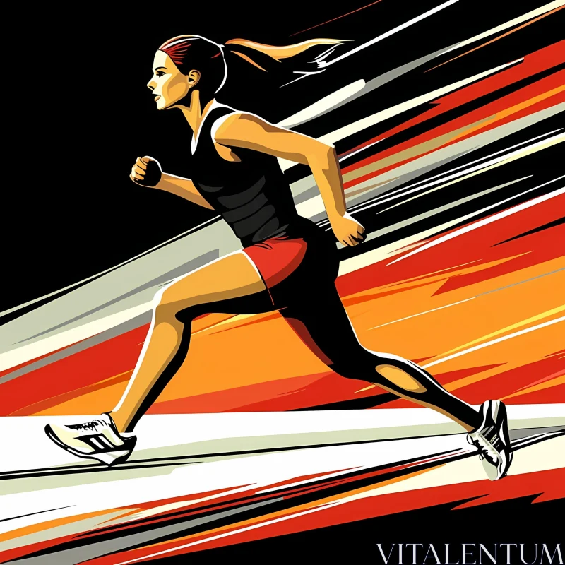 Energetic Female Runner Illustration with Bold Colors AI Image