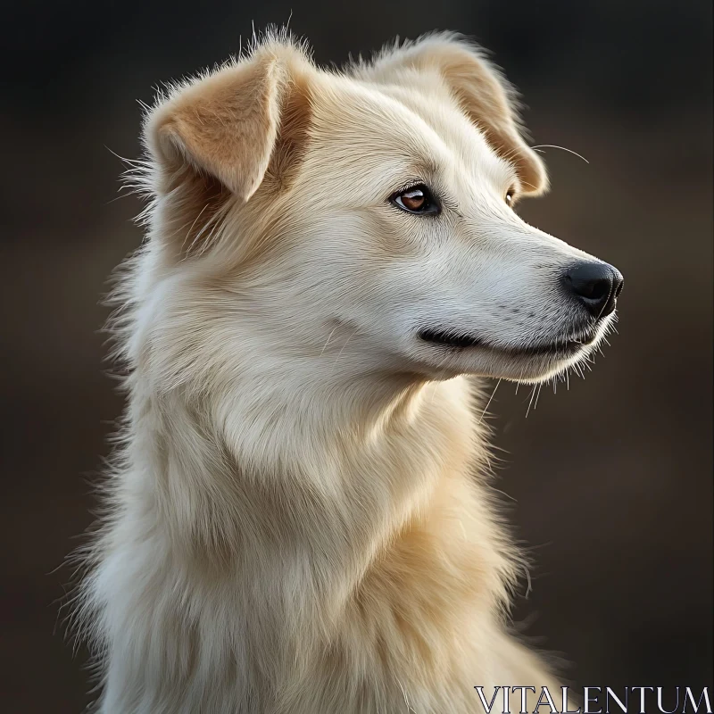 Cream-Colored Fluffy Dog Portrait AI Image