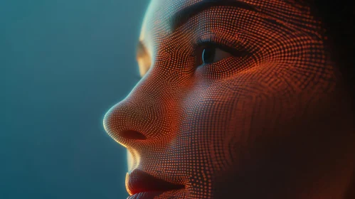 Futuristic Face with Glowing Dots