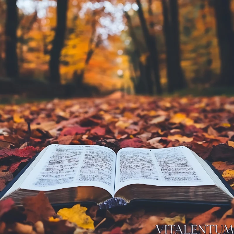 Autumn Reading Among Trees AI Image