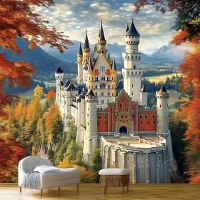 Historic Castle Amidst Autumn Colors