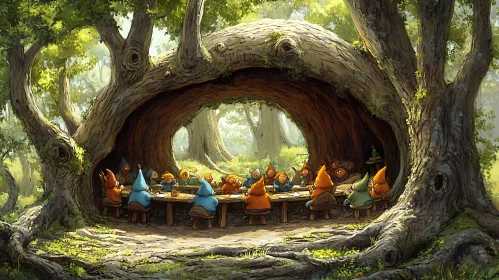 Gnomes Council in the Ancient Tree