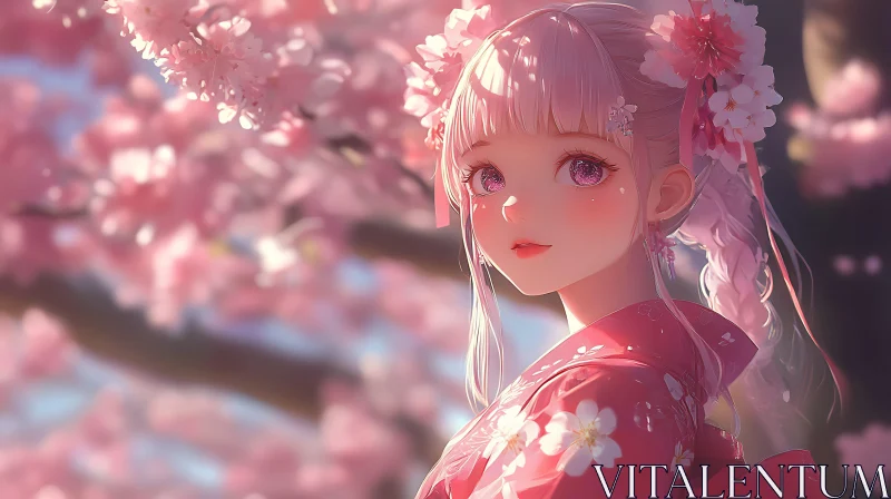 Sakura Maiden in Spring AI Image