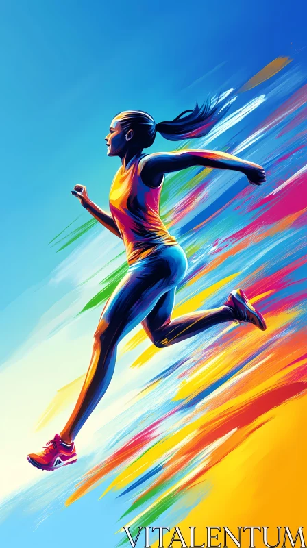 AI ART Energetic Runner in Motion with Vibrant Background