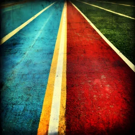 Colorful Athletic Track with Distinct Lanes