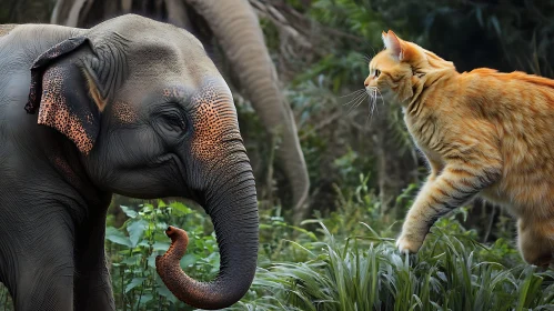 Unexpected Friends: Elephant Meets Cat