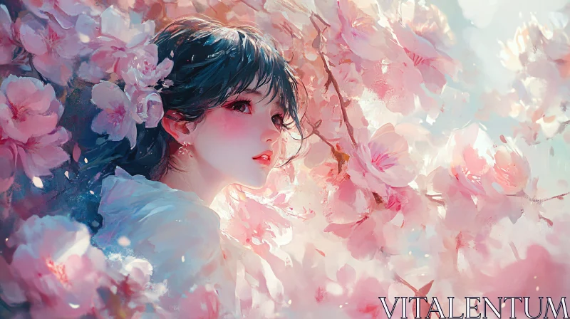 AI ART Anime Girl in Spring Blossom