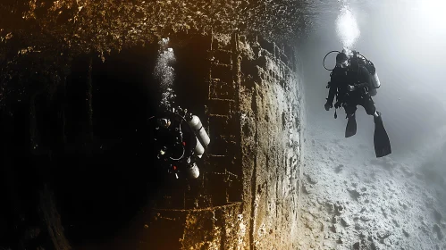 Underwater Exploration of Shipwreck with Divers