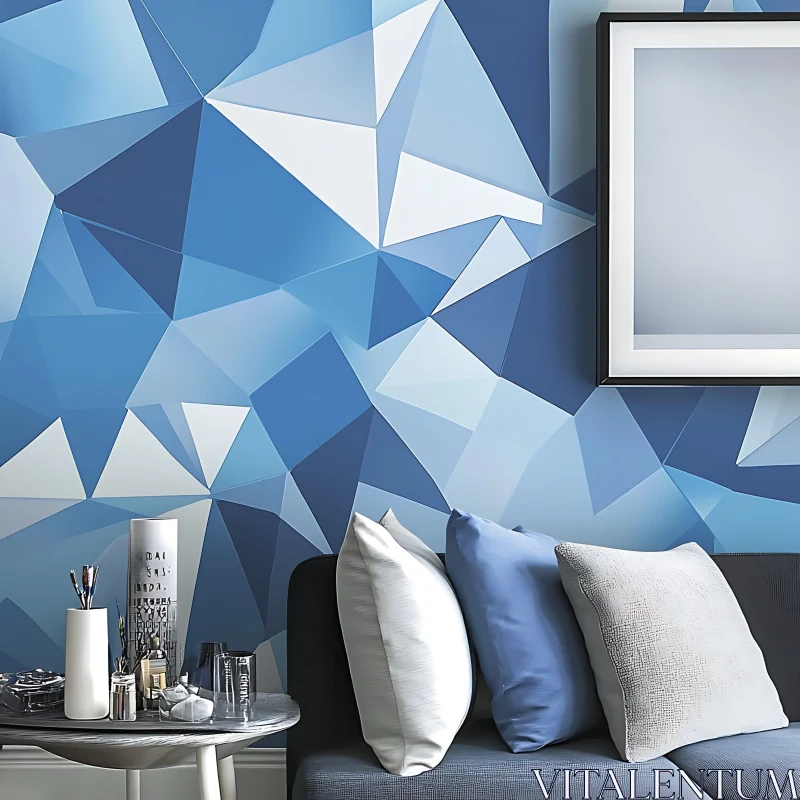 AI ART Stylish Geometric Blue Interior Design