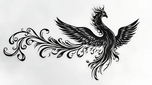 Phoenix Rising Black and White Design