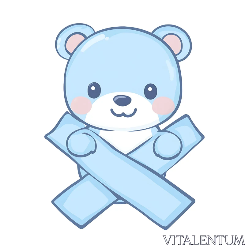 Charming Blue Bear Illustration AI Image