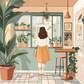 Woman in a Plant-Filled Room