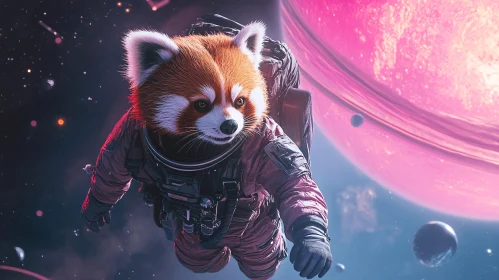 Red Panda Astronaut in Space Fantasy