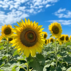 Golden Sunflowers in a Summer Meadow