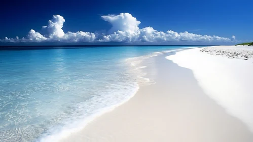 Seascape with White Sand and Blue Sky