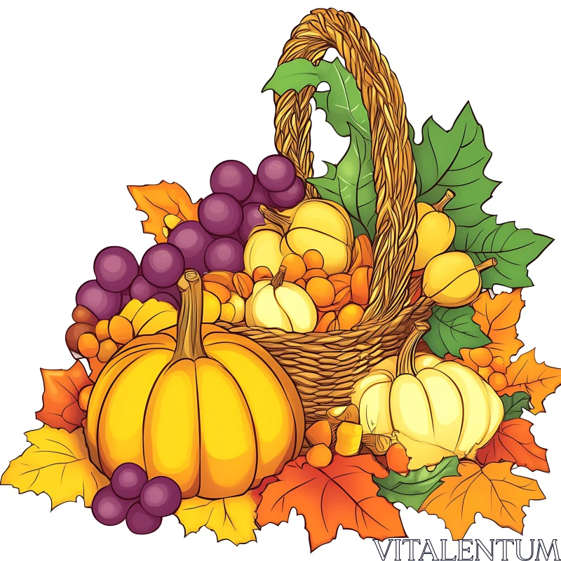 Fall Bounty Basket Still Life AI Image