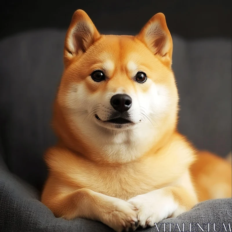 Charming Shiba Inu Close-Up AI Image