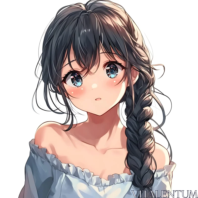 Anime Portrait of a Girl with Braid AI Image