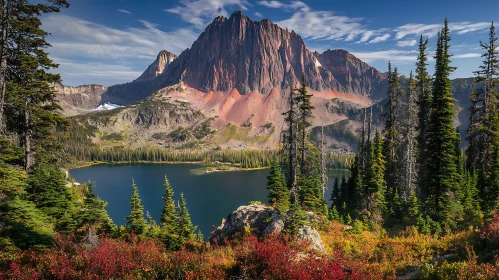 Still Mountain Lake Surrounded by Forest