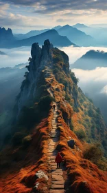 Hikers on a Mountain Ridge