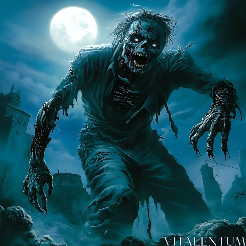 Undead Horror: Zombie in the Night AI Image