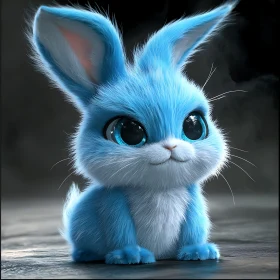 Charming Fluffy Blue Bunny Portrait