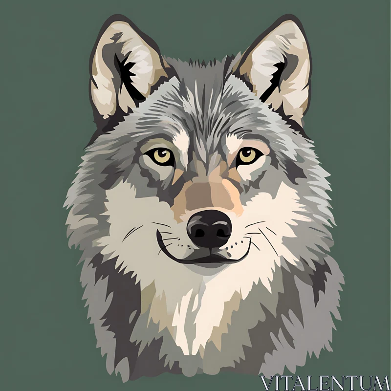 AI ART Stylized Wolf Head Art