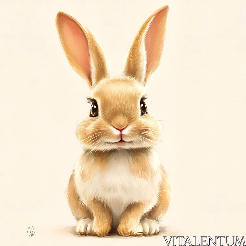 Charming Bunny Art - Soft Tones AI Image