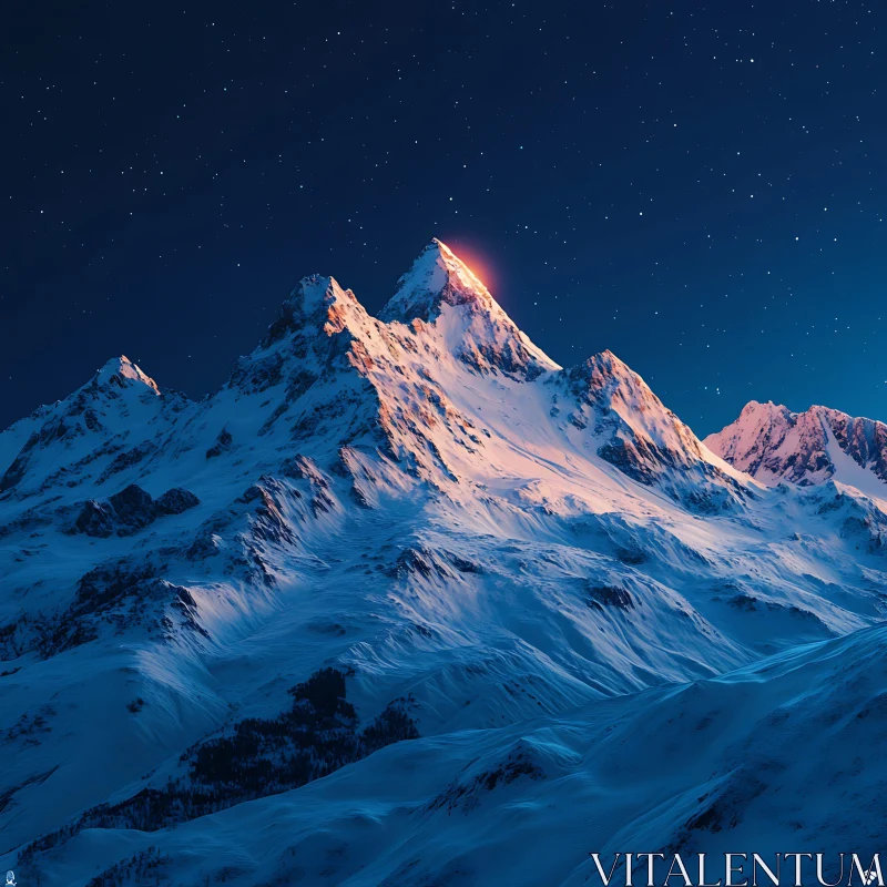 AI ART Mountains Under Night Sky