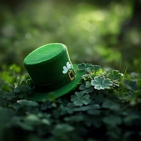 Irish Hat in Green Clover Field